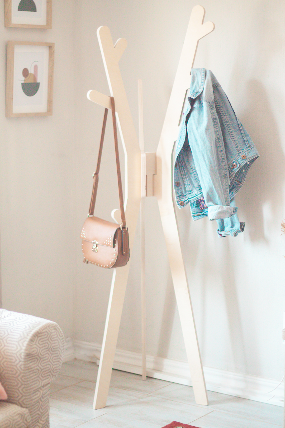 Coat rack hat stand rack tree branch