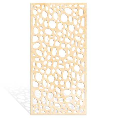 pebble screen cladding divider outdoor wall print wood holes