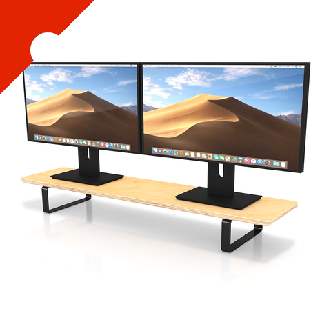 Table Shelf – Ergonomic Dual Monitor Riser or Laptop Stand - Natural Birch