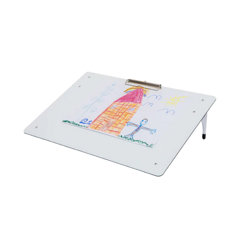 Kids Slant Sketch Board Whiteboard with a child's drawing of a colorful ice cream cone on a white background