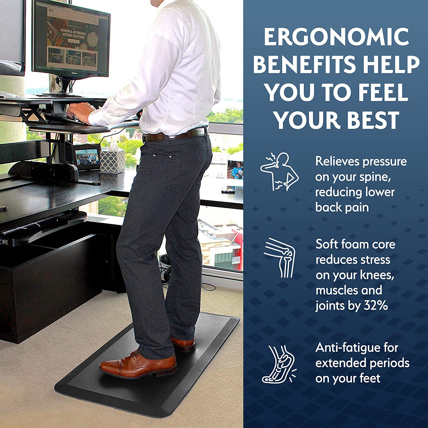 Anti-Fatigue Comfort Mat – Buffalo Mat for Standing Desks