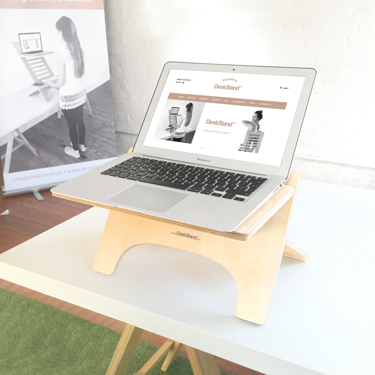 mini deskstand standing desk compact portable freestanding laptop stand riser table