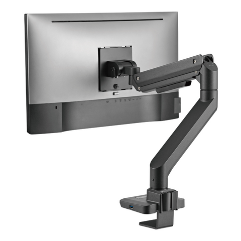 Monitor mount with a monitor on a white background