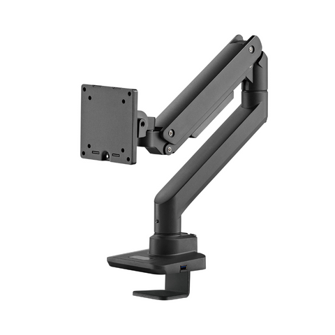 Monitor mount with a monitor on a white background