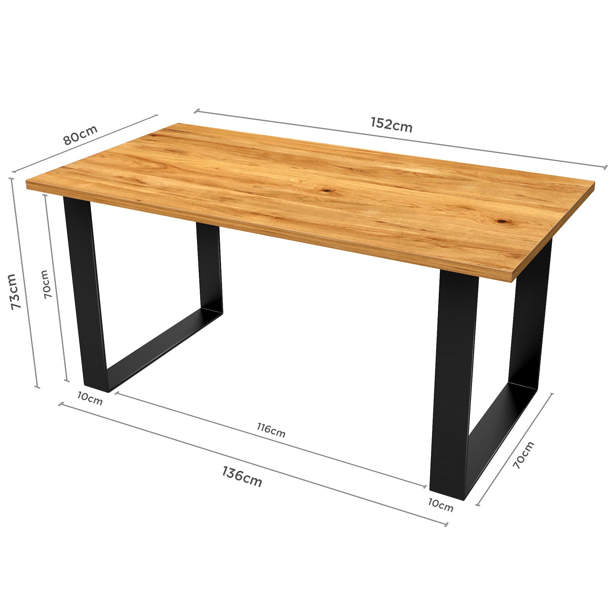 Solid Table (Hardwood & Flat Steel) Dining table or work desk – DeskStand™