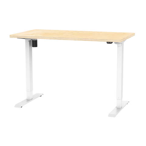 NeoDesk - The Simple, Electric, Sit-Stand Desk - Natural Top & white Frame
