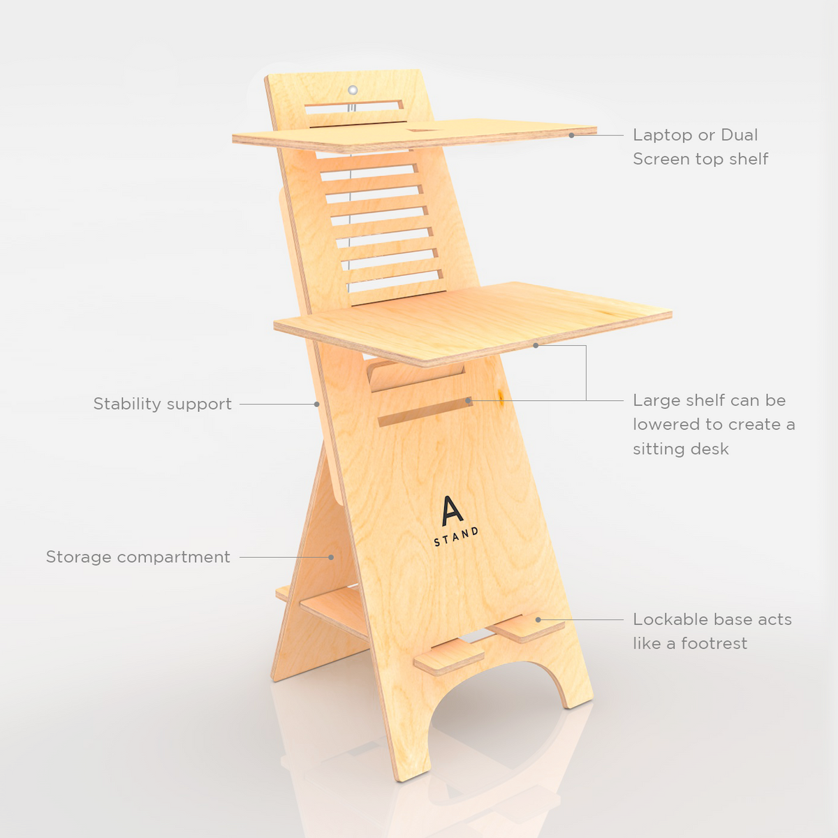 A-Stand Standing DeskStand SitStand Compact Desk furniture adjustable in height
