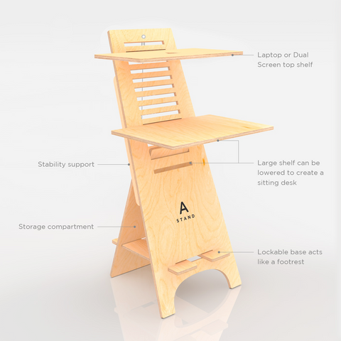 A-Stand Home Office Standing Desk Stand SitStand Compact Desk Furniture Adjustable Height