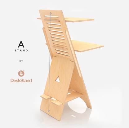 rear view A-Stand Standing DeskStand SitStand Compact Desk furniture adjustable in height