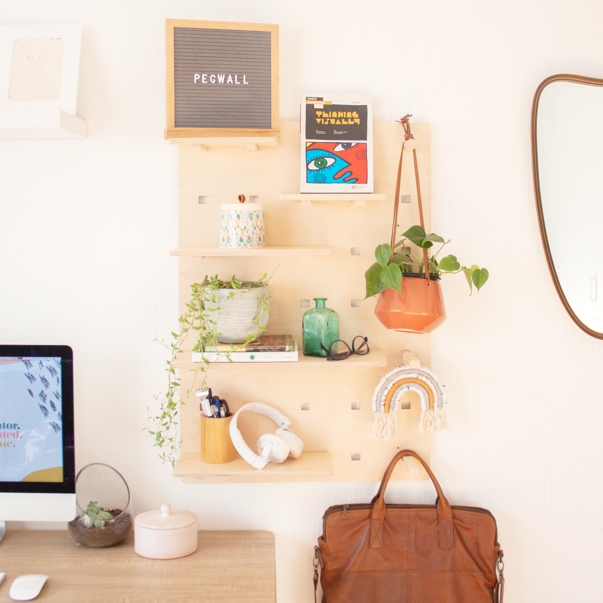 peg board pegwall for the office deskstand shelving shelves wooden 