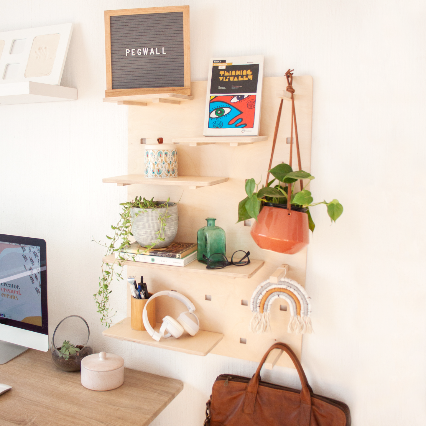 peg board pegwall for the office deskstand shelving shelves wooden 