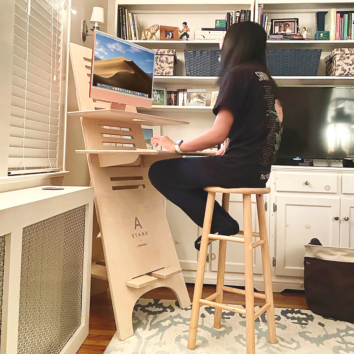 A-Stand Height Adjustable Mobile Sit-Stand Standing Desk for Home Office