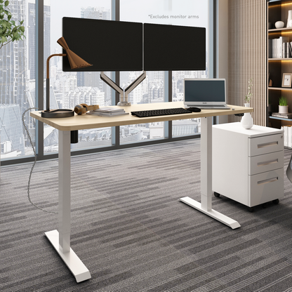 NeoDesk - The Simple, Electric, Sit-Stand Desk NATURAL ON WHITE