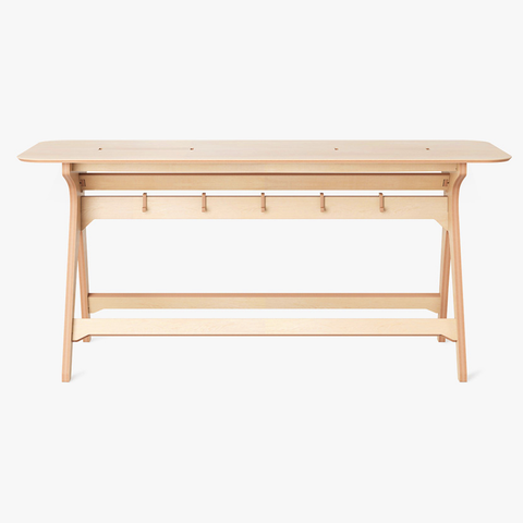 deskstand furniture standing meeting table desk natural birch ply wood