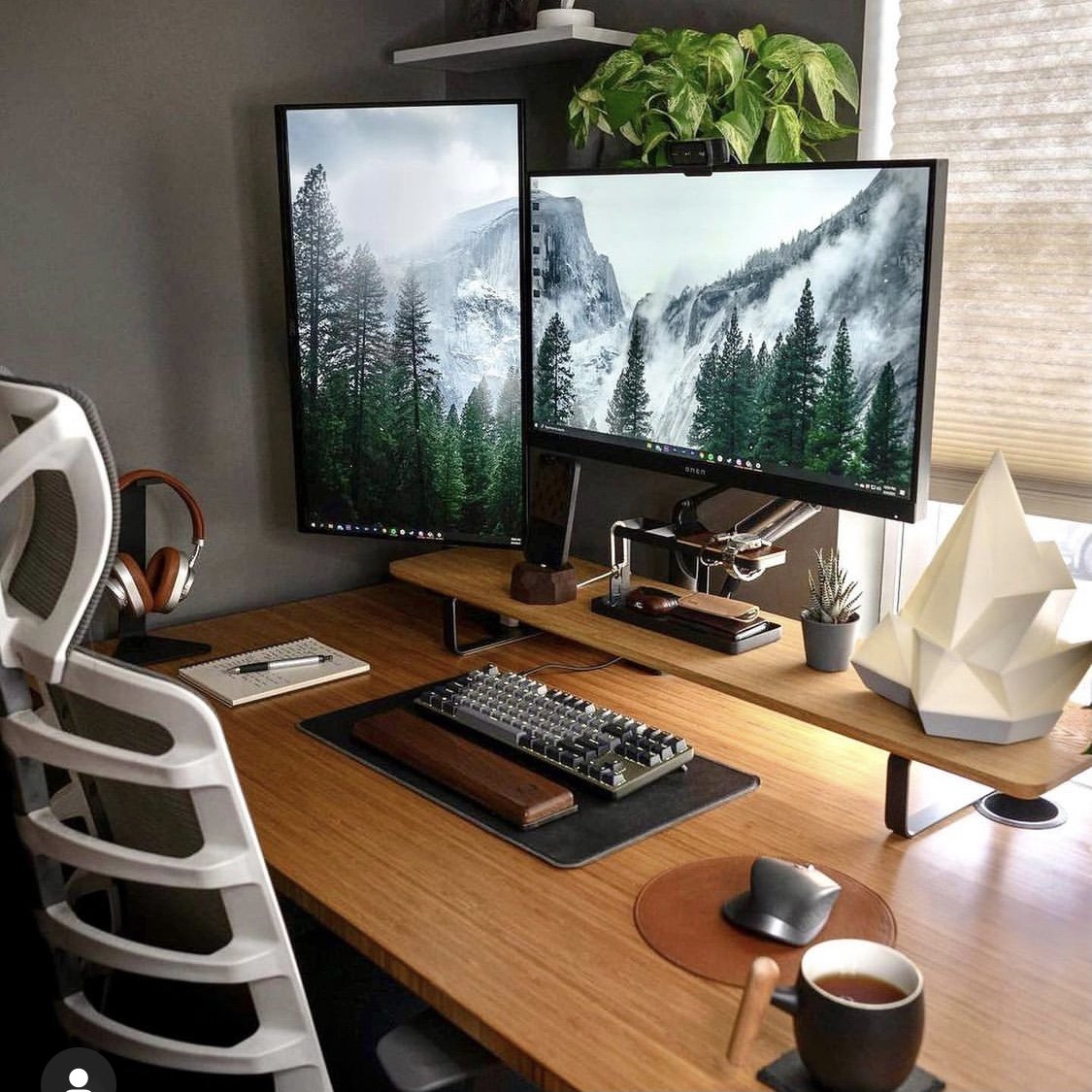 Table Shelf – Ergonomic Dual Monitor Riser or Laptop Stand - Natural Birch