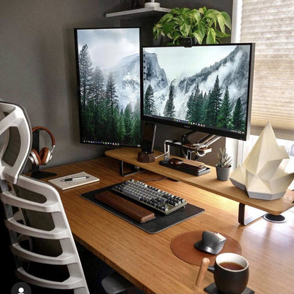 Table Shelf – Ergonomic Dual Monitor Riser or Laptop Stand - Natural Birch